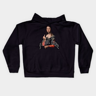 Vintage Mona Lisa Middle Finger | i dont care | Funny Quote Kids Hoodie